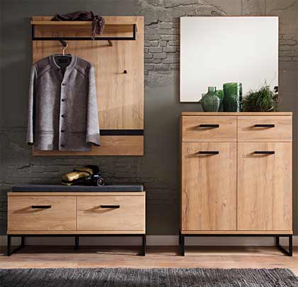Toledo Wooden Hallway Furniture Set 1 In Grandson Oak
